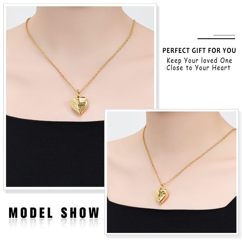 shajwo Cremation Jewelry Angel Wing Heart Urn Necklaces for Ashes for Women Men Keepsake Memorial Ashes Pendant Grandma - Image 4